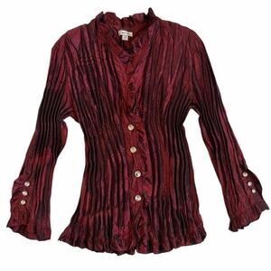 Jaipur Burgundy pleated blouse with ruffle details